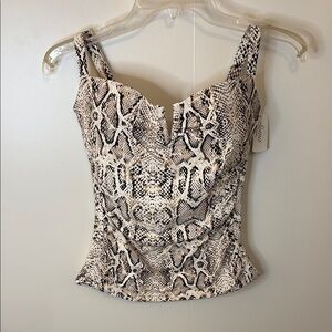 Soma Brown and Cream Snake Print Bathing Suit Top Tankini